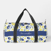 Blue French Country Lemon Pattern Name ダッフルバッグ (裏面)