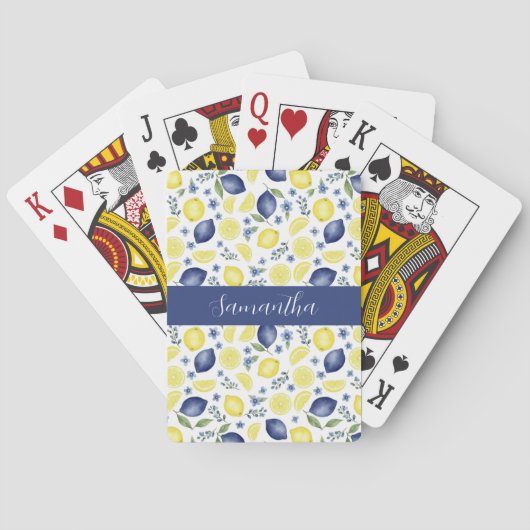 Blue French Country Lemon Pattern Name トランプ (裏面)