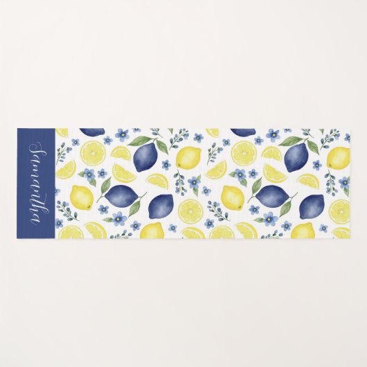 Blue French Country Lemon Pattern Name  ヨガマット (正面(横))