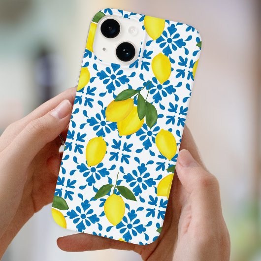 Blue French Country Tile Lemon Pattern  Case-Mate iPhoneケース
