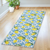Blue French Country Tile Lemons Pattern ヨガマット