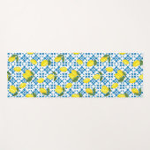 Blue French Country Tile Lemons Pattern ヨガマット (正面(横))