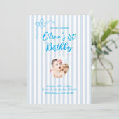 Blue French Personalized 1st Birthday Invitation 招待状 (スタンド正面)
