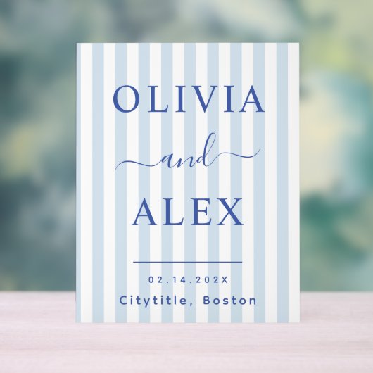 Blue French Personalized Wedding アクリルサイン (ニュートラル)