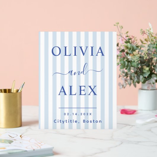 Blue French Personalized Wedding アクリルサイン (ウェディング)