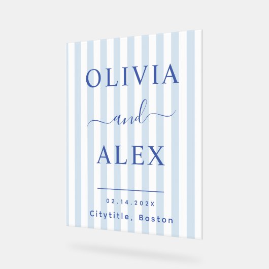 Blue French Personalized Wedding アクリルサイン (傾斜)