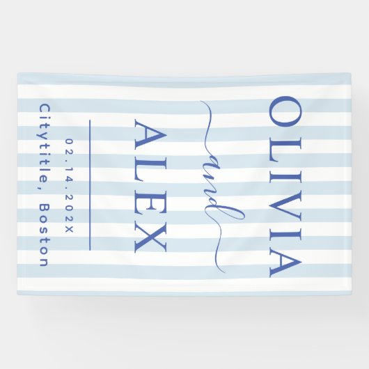 Blue French Personalized Wedding 横断幕 (横)