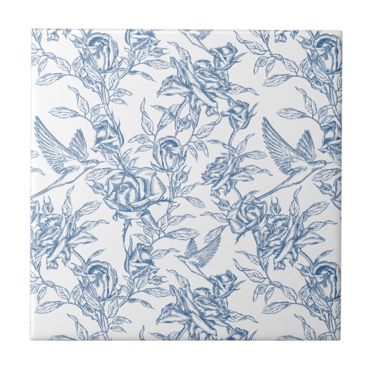 Blue French Toile タイル (正面)