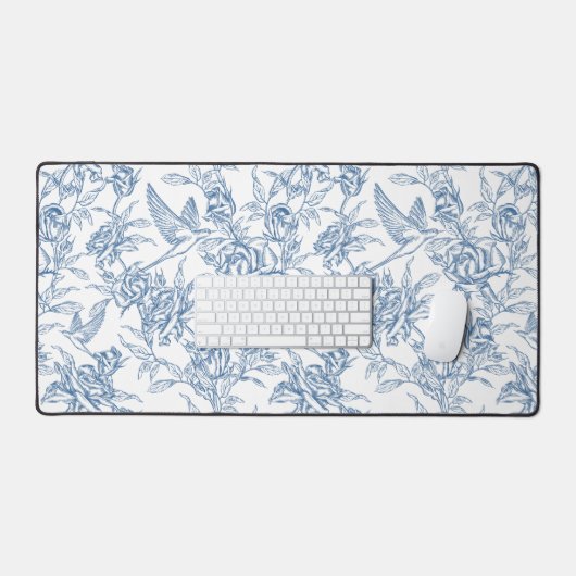 Blue French Toile デスクマット (キーボード&マウス)