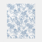 Blue French Toile フリースブランケット (正面)