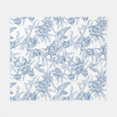 Blue French Toile フリースブランケット (正面(横))
