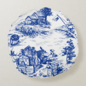 Blue French Toile  ラウンドクッション (裏面)