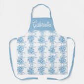 Blue French Toile Floral Pattern Name エプロン (正面)