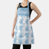 Blue French Toile Floral Pattern Name エプロン (インサイチュ)