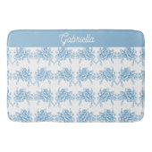 Blue French Toile Floral Pattern Name バスマット (正面)