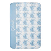 Blue French Toile Floral Pattern Name バスマット (正面縦)