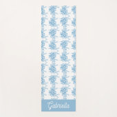 Blue French Toile Floral Pattern Name ヨガマット (正面)
