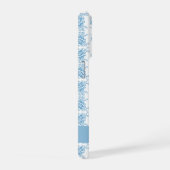 Blue French Toile Floral Pattern Name iPhoneケース (右側面)