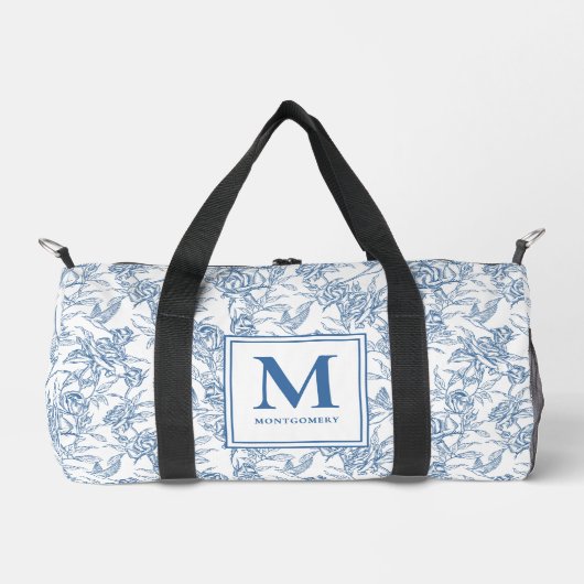Blue French Toile Monogram ダッフルバッグ (正面)