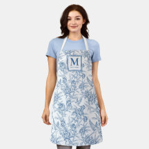 Blue French Toile Monogram Name