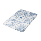 Blue French Toile Monogram Name バスマット (アングル)