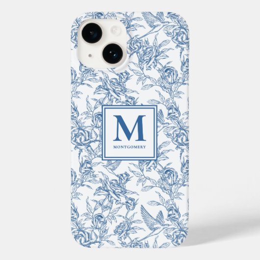 Blue French Toile Name Case-Mate iPhoneケース (裏面)