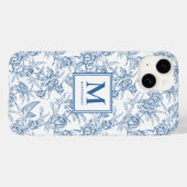 Blue French Toile Name Case-Mate iPhoneケース (裏面 (横))