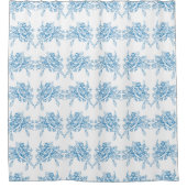 Blue French Toile Pattern シャワーカーテン (正面)