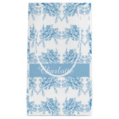 Blue French Toile Pattern スモールペーパーバッグ (正面)