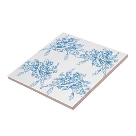 Blue French Toile Pattern タイル (側面)