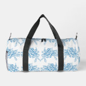 Blue French Toile Pattern ダッフルバッグ (裏面)