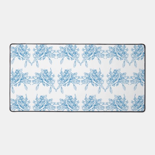 Blue French Toile Pattern デスクマット (正面)