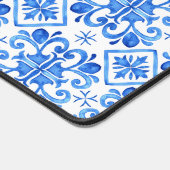 Blue French Toile Pattern デスクマット (コーナー)