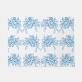 Blue French Toile Pattern ドアマット (正面)