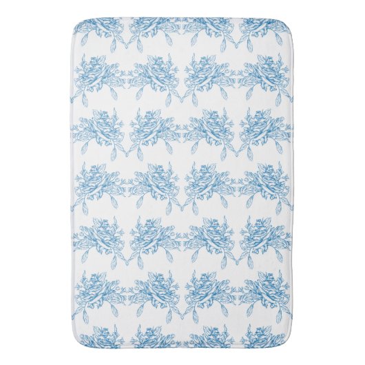 Blue French Toile Pattern バスマット (正面縦)