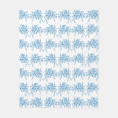 Blue French Toile Pattern フリースブランケット (正面)