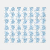 Blue French Toile Pattern フリースブランケット (正面(横))