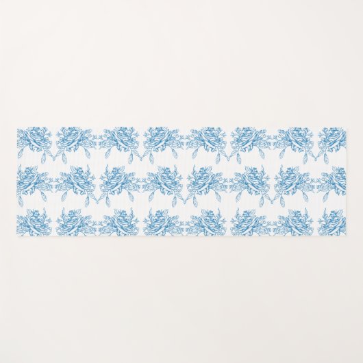 Blue French Toile Pattern ヨガマット (正面(横))