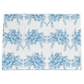 Blue French Toile Pattern ラージペーパーバッグ (正面)