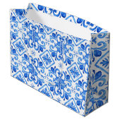 Blue French Toile Pattern ラージペーパーバッグ (裏面アングル)