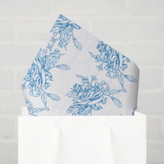 Blue French Toile Pattern 薄葉紙 (ギフトバッグ)