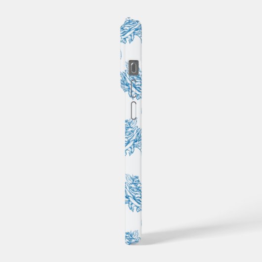 Blue French Toile Pattern iPhoneケース (左側面)