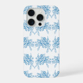 Blue French Toile Pattern iPhoneケース (裏面)