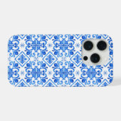 Blue French Toile Pattern iPhoneケース (裏面横)