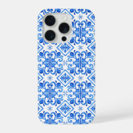 Blue French Toile Pattern iPhone 15 Proケース