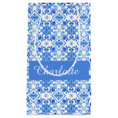 Blue French Toile Pattern name  スモールペーパーバッグ (正面)