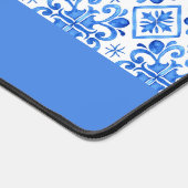 Blue French Toile Pattern Name デスクマット (コーナー)