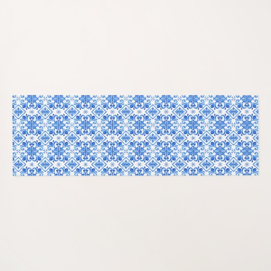 Blue French Toile Pattern Name ヨガマット (裏面(横))