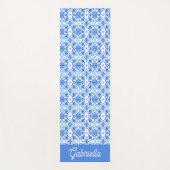 Blue French Toile Pattern Name ヨガマット (正面)