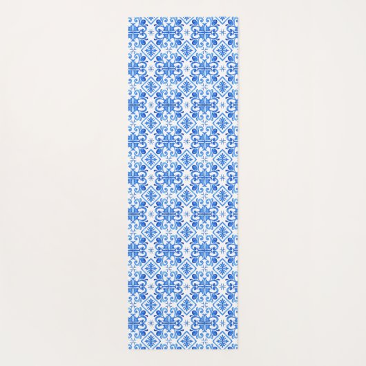 Blue French Toile Pattern Name ヨガマット (裏面)